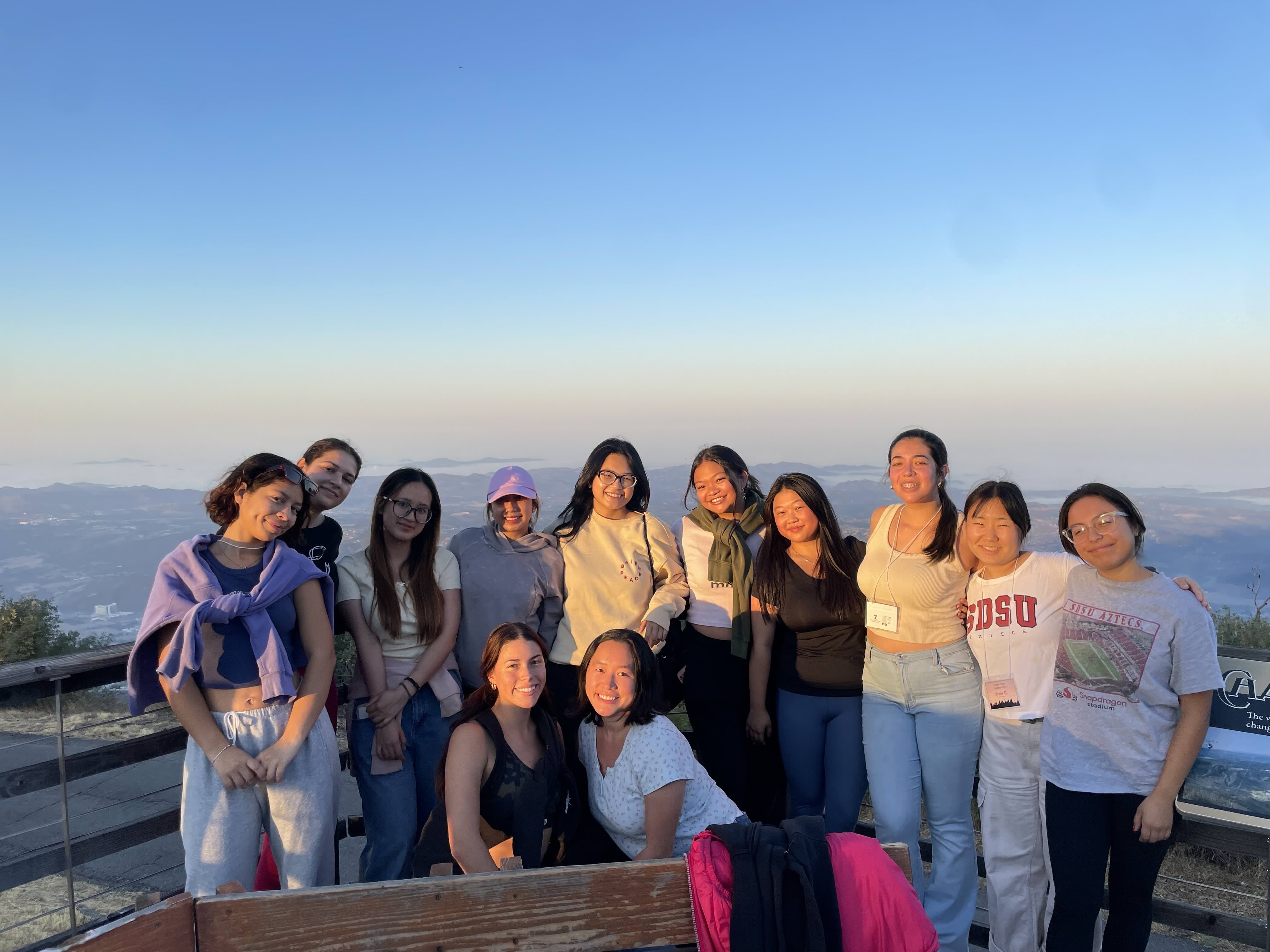 students on hike